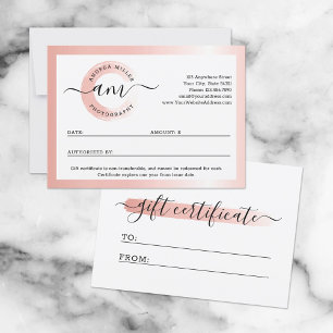 Rose Gold Minimalist Logo Gift Certificate Card