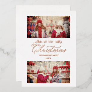 Rose Gold Minimalist Merry Christmas Botanical 