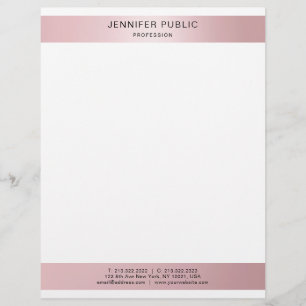 Rose Gold Minimalist Modern Trendy Template Custom Letterhead