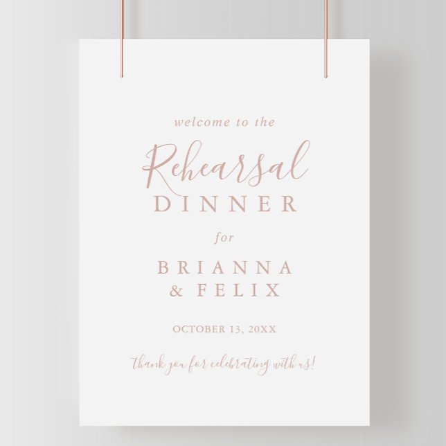 Rose Gold Minimalist Rehearsal Dinner Welcome Sign (Creator Uploaded)