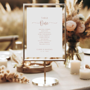 Rose Gold Minimalist Table Number 1 Seating Chart