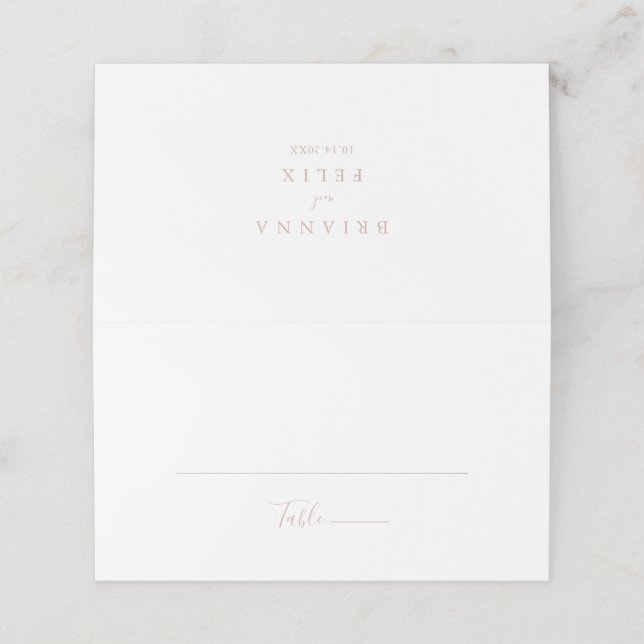 Rose Gold Minimalist Wedding Place Card (Outside Unfolded)