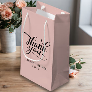 Rose Gold   Minimalist Wedding Thank You Small Gift Bag