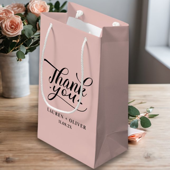 Rose Gold | Minimalist Wedding Thank You Small Gift Bag (Creator Uploaded)