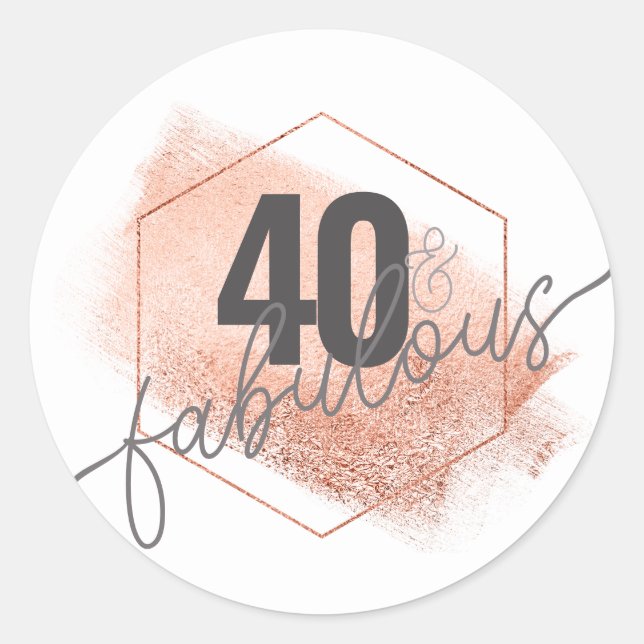 Rose Gold Minimalistic 40s Birthday Postcard Class Classic Round Sticker (Front)