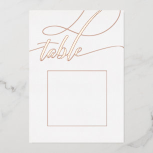 Rose Gold Minimalistic Calligraphy Table Number