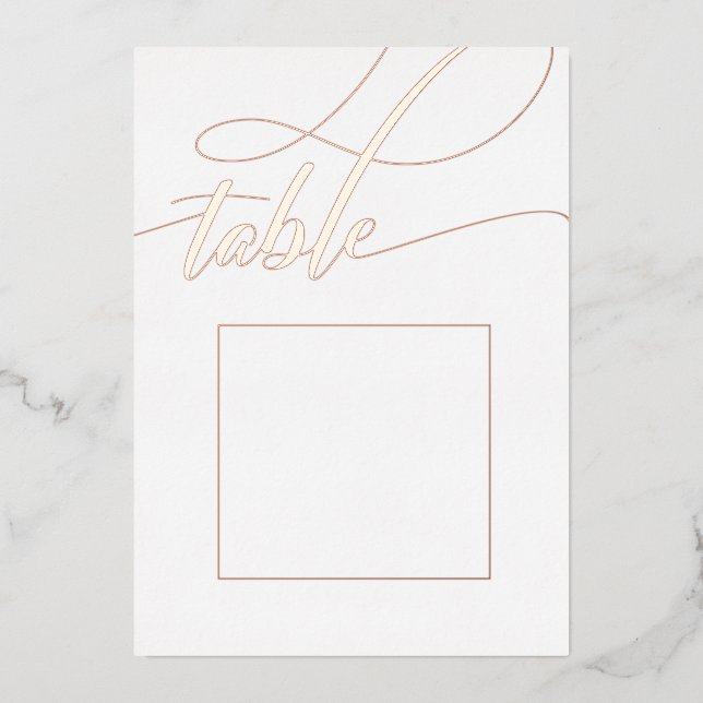    Rose Gold Minimalistic Calligraphy Table Number (Front)