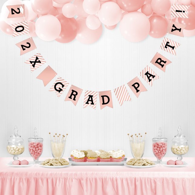 Rose Gold Modern 2025 Grad Party Graduation Bunting (Creator Uploaded)