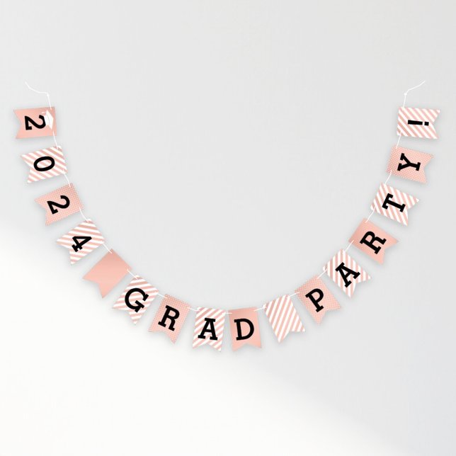 Rose Gold Modern 2025 Grad Party Graduation Bunting (Creator Uploaded)