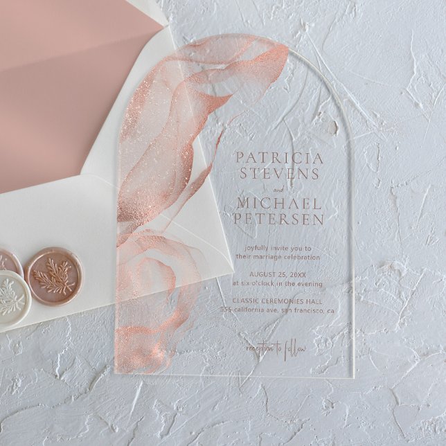Rose gold modern abstract elegant wedding acrylic invitations (Creator Uploaded)
