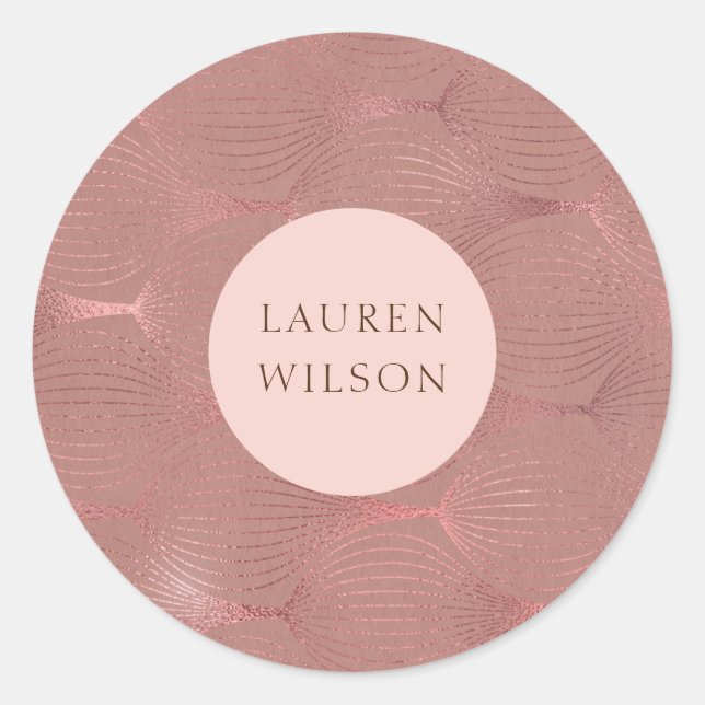 rose gold modern art deco classic round sticker (Front)