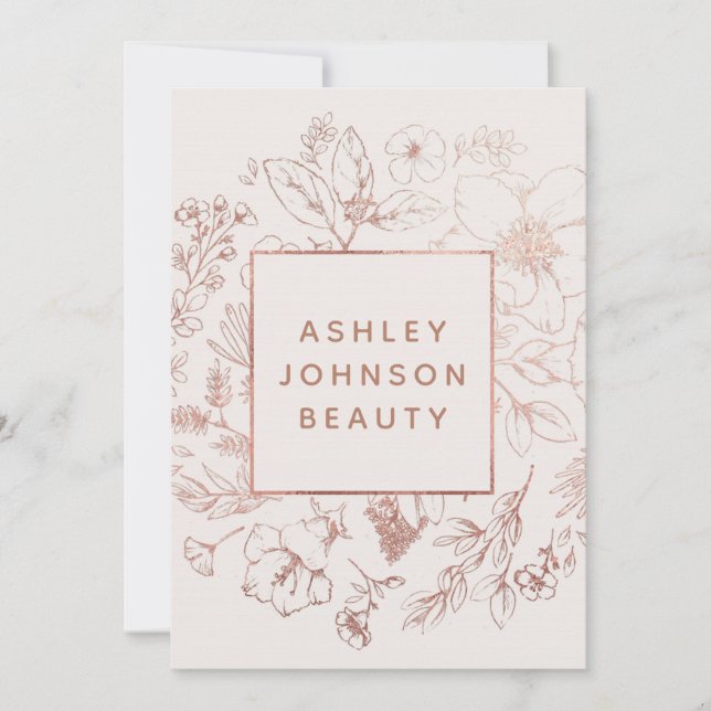 Rose Gold Modern Botanical Blush Personalised Card (Front)