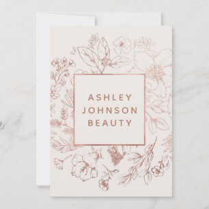 Rose Gold Modern Botanical Blush Personalized Card