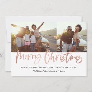 Rose gold modern christmas multi photo holiday card