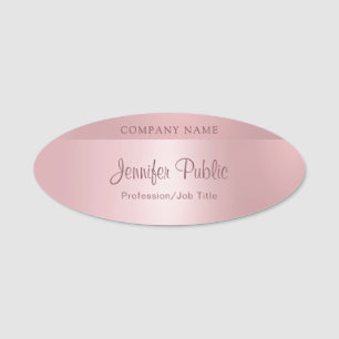 Rose Gold Modern Elegant Glamour Script Template Name Tag