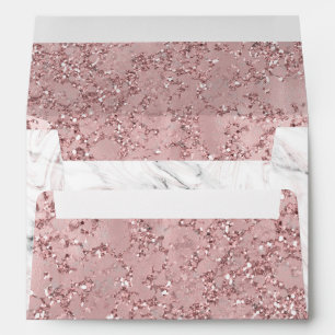 Rose Gold Modern Glam Marble & Glitter Decorative Envelope