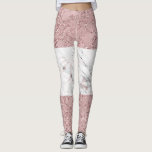 Rose Gold Modern Glam Marble & Glitter Decorative Leggings<br><div class="desc">Leggings</div>