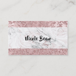Rose Gold Modern Glam Marble & Glitter Glamour Business Card