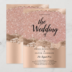 Rose Gold Modern Glamour Wedding Invite