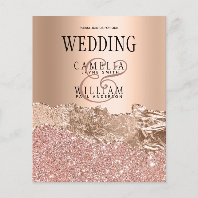 Rose Gold Modern Glamour Wedding Invite Flyer (Front)