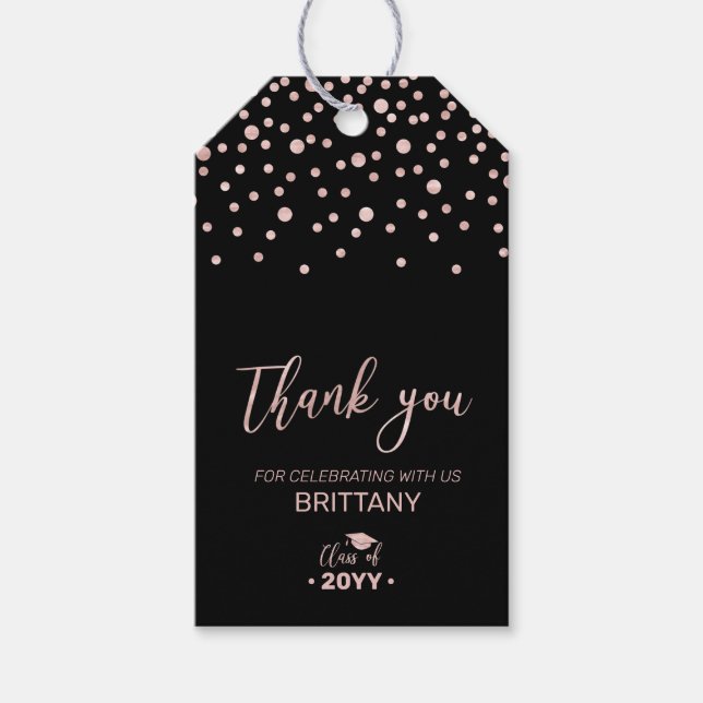 Rose Gold Modern Graduation Party Favour Tag (Front)