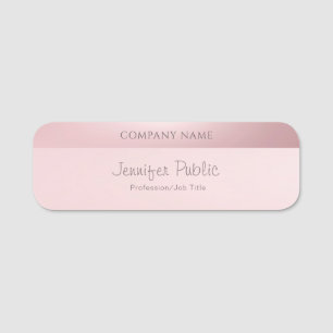 Rose Gold Modern Handwritten Script Name Elegant Name Tag