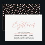 Rose Gold Modern Lettering 18th Birthday Party Invitation<br><div class="desc">Celebrate your special day with this modern teen birthday party invitation. This design features stylish rose gold lettering "Eighteen" with a simple layout. Perfect for a modern 18th birthday party.</div>