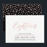 Rose Gold Modern Lettering 18th Birthday Party Invitation<br><div class="desc">Celebrate your special day with this modern teen birthday party invitation. This design features stylish rose gold lettering "Eighteen" with a simple layout. Perfect for a modern 18th birthday party.</div>