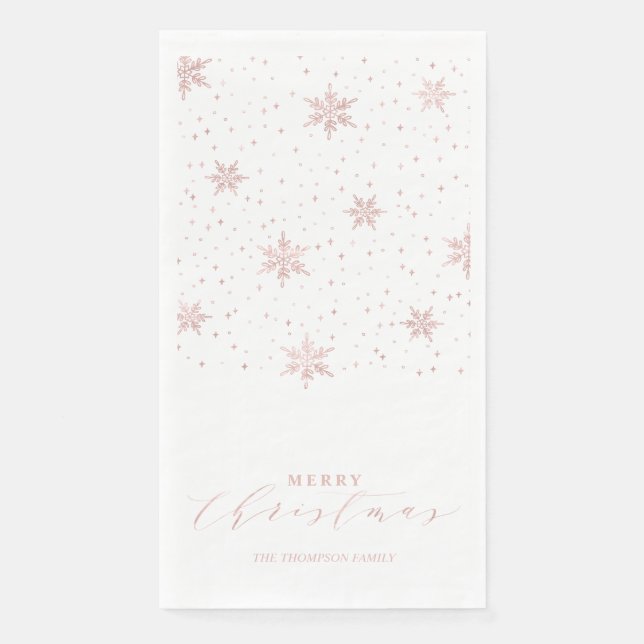 Rose gold Modern Merry Christmas Party Napkins (Front)