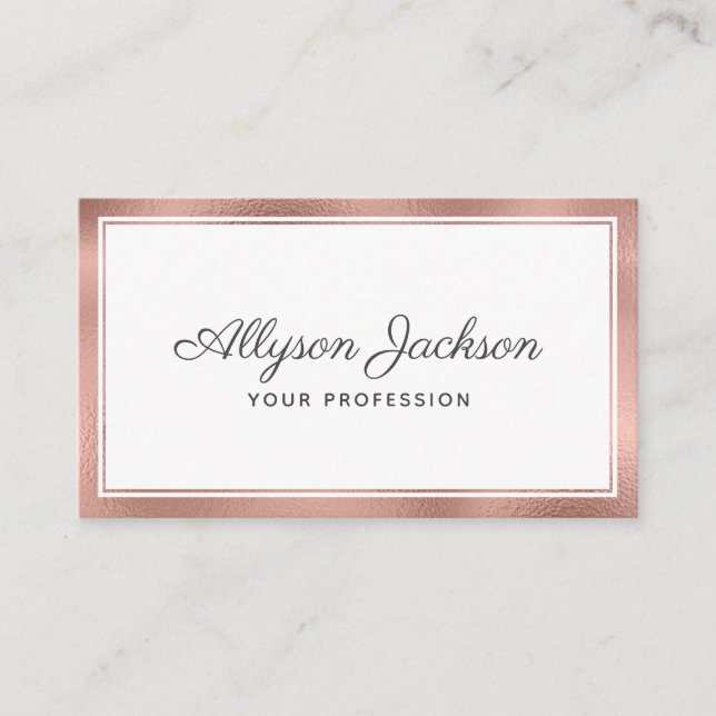 Rose Gold Modern Minimal Business Card (Front)