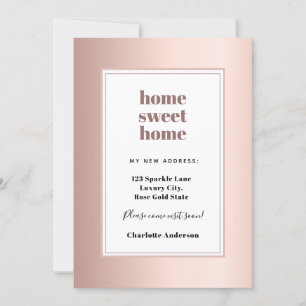 Rose gold modern minimalist home sweet home moving announcement