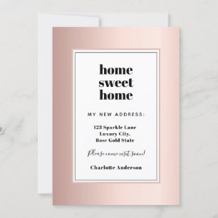 Rose gold modern minimalist home sweet home moving announcement