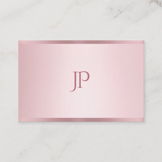 Rose Gold Modern Minimalist Monogram Template Business Card (Front)