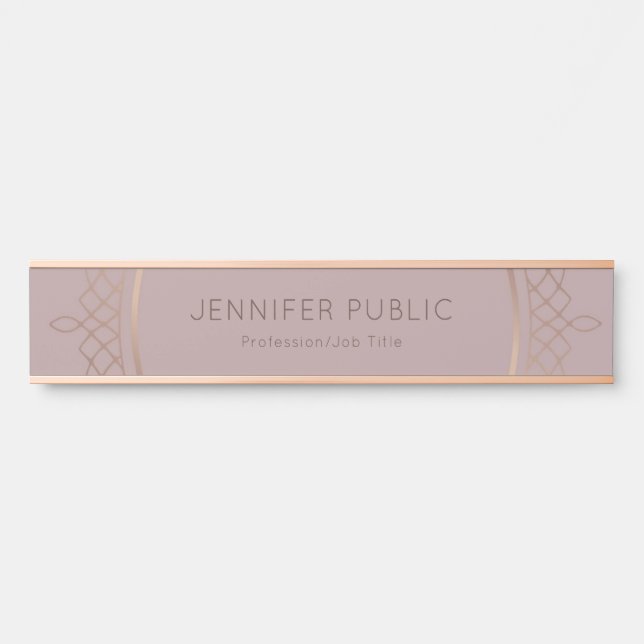 Rose Gold Modern Minimalist Template Elegant Door Sign (Front)