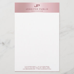Rose Gold Modern Monogram Template Elegant Stationery