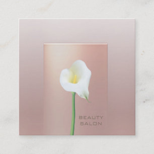 Rose gold modern pearl Calla lily Square Business Card