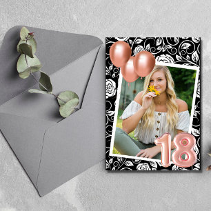 Rose Gold Modern Photo 18th Birthday Party Invitation