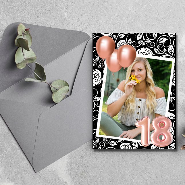 Rose Gold Modern Photo 18th Birthday Party  Invitation (Creator Uploaded)