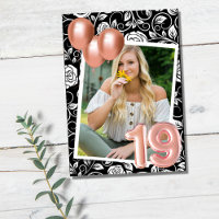 Rose Gold Modern Photo 19th Birthday Party 