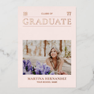 Rose Gold Modern Photo Graduation Announcement
