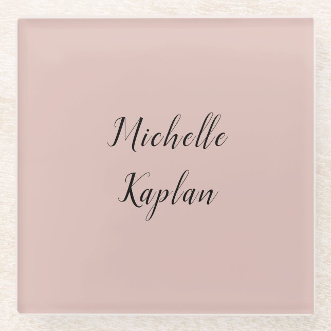 Rose Gold Modern Professional Exclusive Name Glass Coaster (Front)