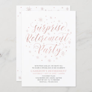 Rose gold Modern Surprise Retirement Party Invitation