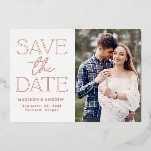 Rose Gold Modern Typography Photo Save the Date