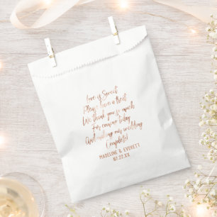 Rose Gold Modern Typography Wedding Love is Sweet Favour Bags