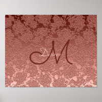 Rose Gold Monogram Elegant Floral Art Pattern