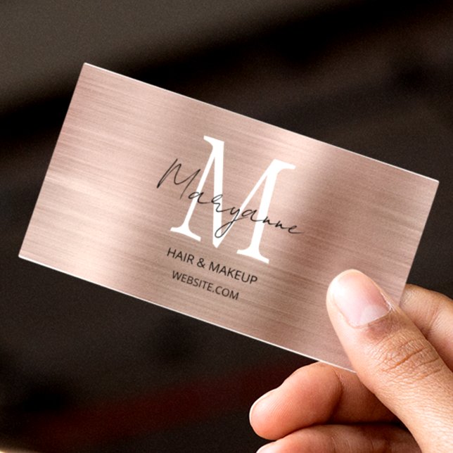 Rose Gold Monogram Elegant Modern Business Card (Creator Uploaded)