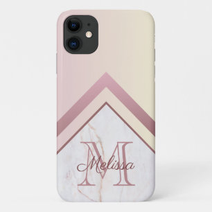 Rose Gold Monogram Geometric Chevron Marble Case-Mate iPhone Case