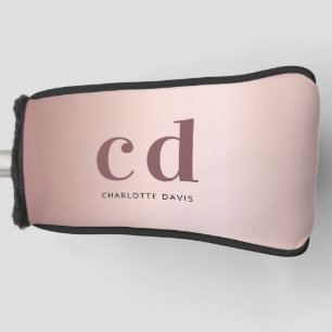 Rose gold monogram initials custom name luxury  golf head cover