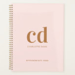 Rose gold monogram initials elegant 2026 planner<br><div class="desc">A feminine rose gold background, golden text. Personalise and add your monogram initials, name and a title, year (any year).</div>
