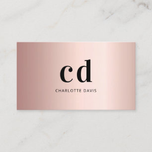 Rose gold monogram initials minimalist business card